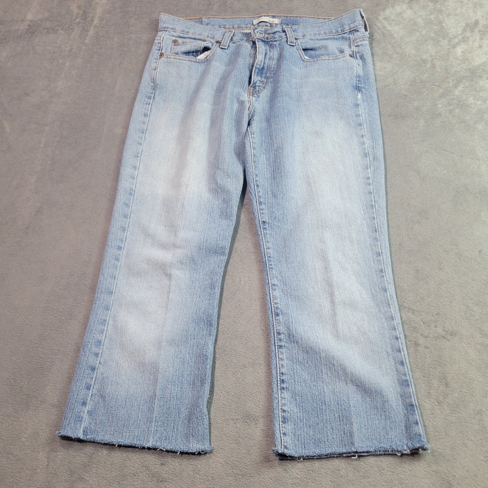 Levi's Jeans Women 8L Light Blue 515 Bootcut Stretch Raw Hem Casual‎ Y2K Denim